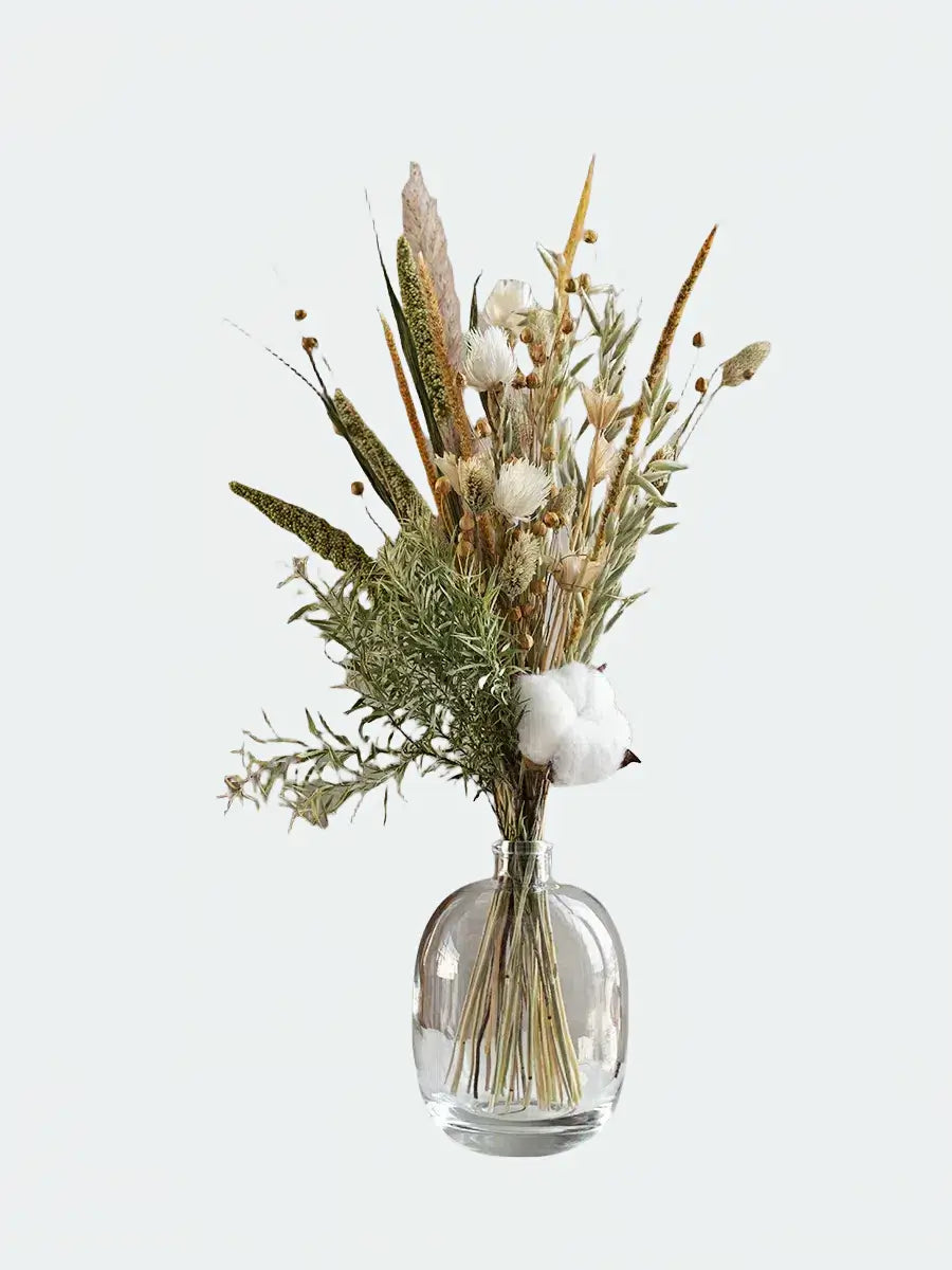 Opalfloral Rustic Cotton and Pampas Grass Dried Flower Set