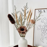 Opalfloral Rustic Wheat & Pinecone Dried Flower Set – Cozy Centerpiece with Ceramic Vase, 15.7'' Tall