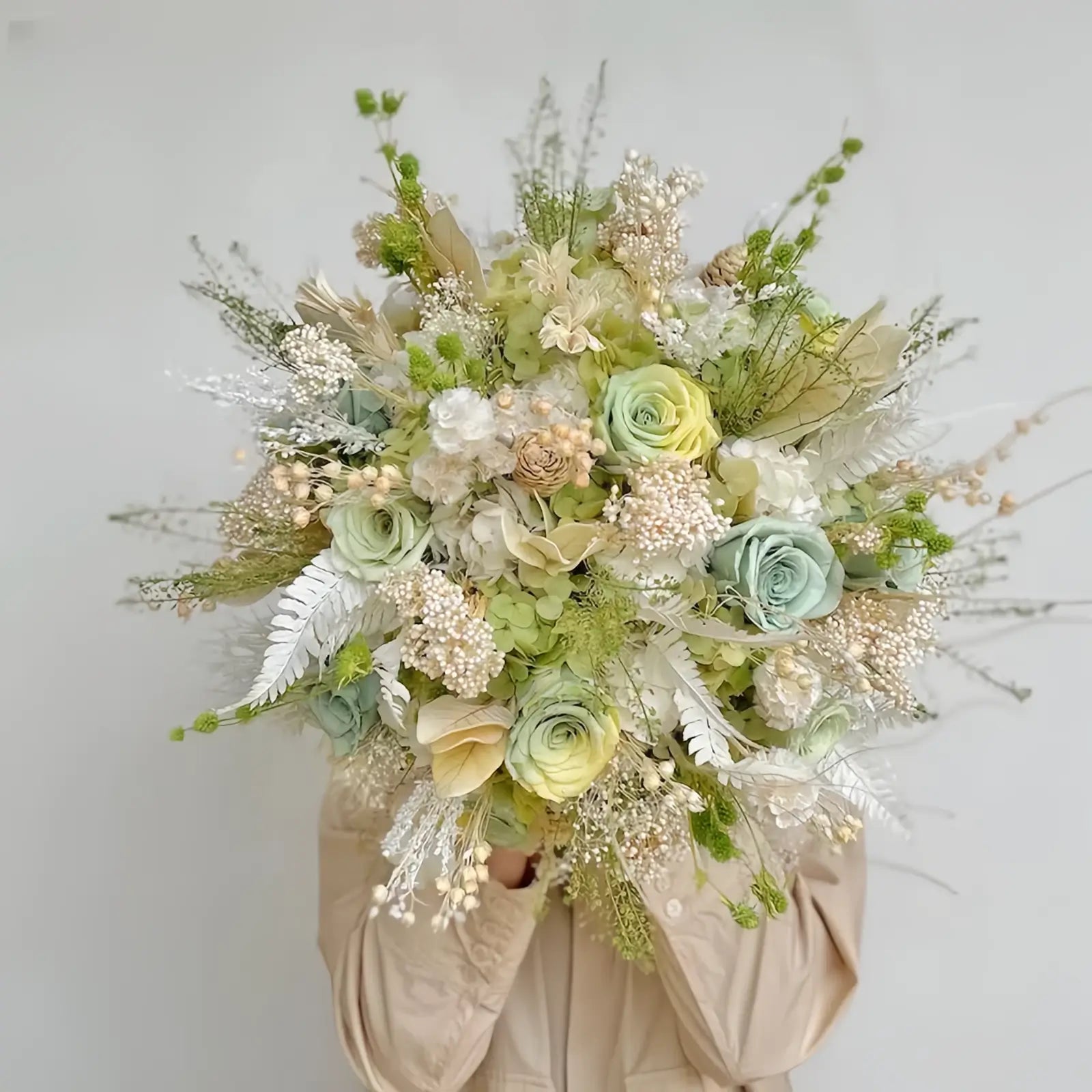 Opalfloral Serenity Green Dried Flower Bouquet - Large & Small Sizes