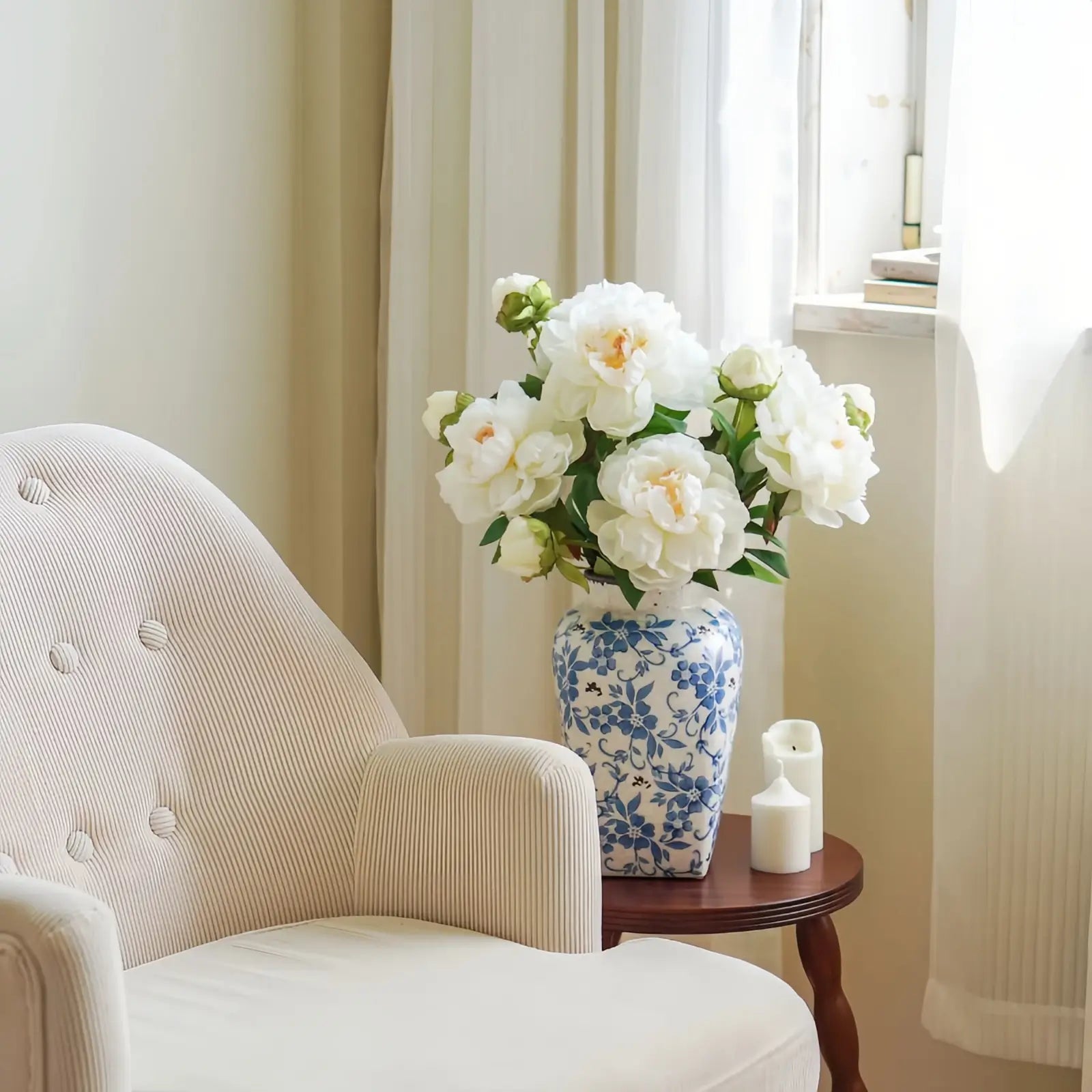 Opalfloral Lifelike White Peony Artificial Bouquet - Elegant Décor - OpalFloarl-Premium artificial flowers and elegant vases to elevate your home decor. 