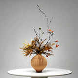 Rustic Autumnal Faux Floral Arrangement in Textured Ceramic Vase