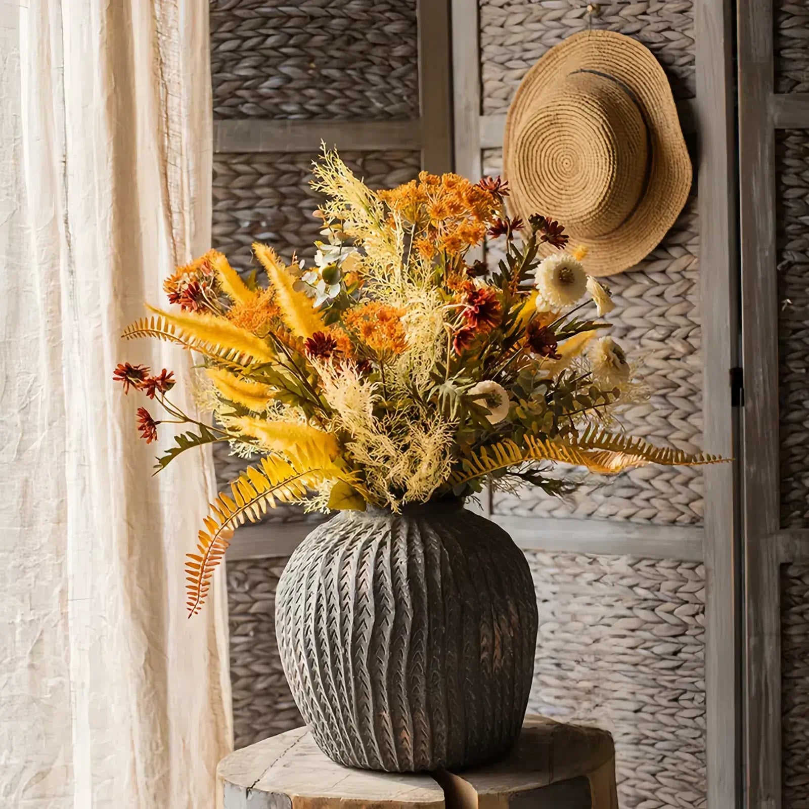 Rustic Golden Harvest Artificial Floral Arrangement