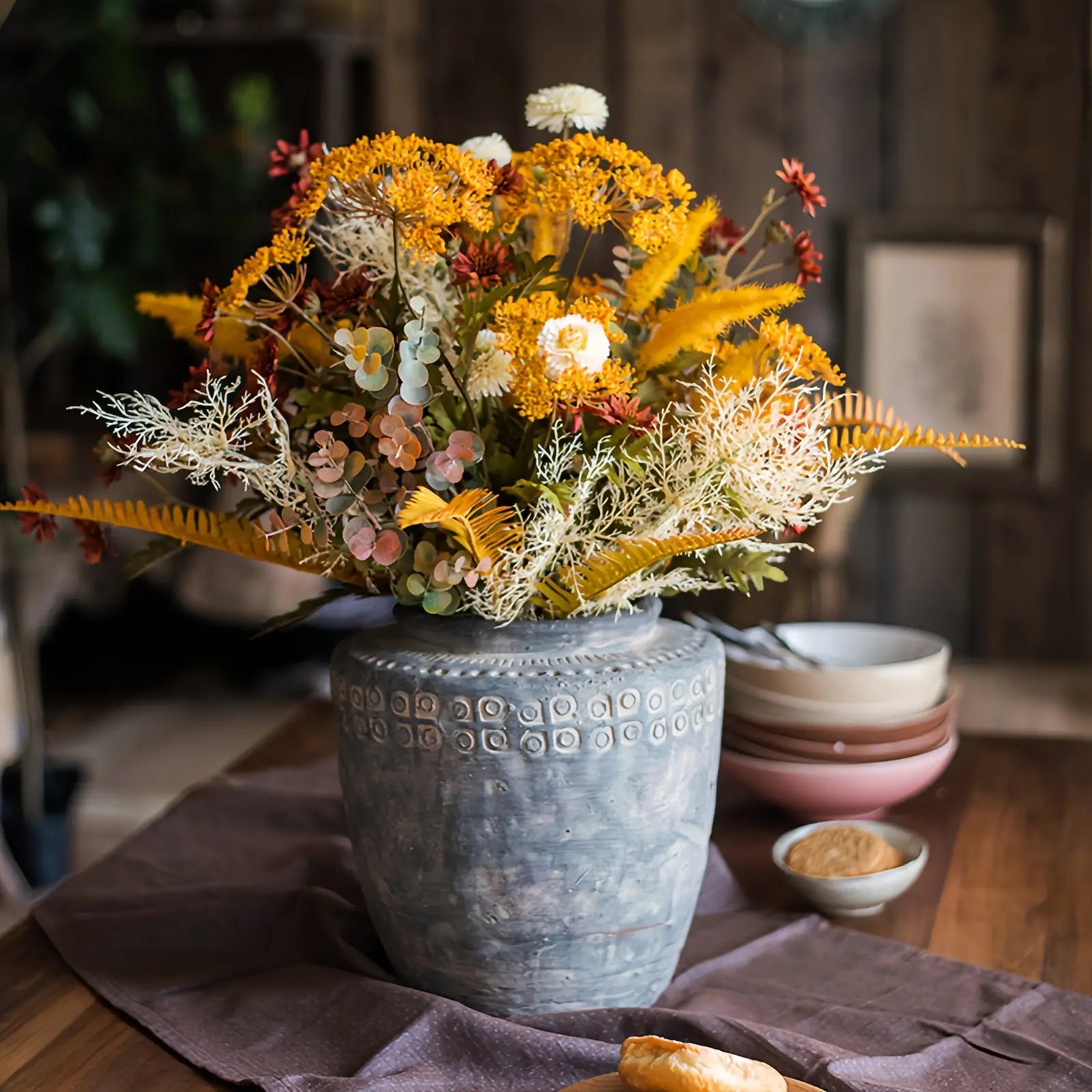 Rustic Golden Harvest Artificial Floral Arrangement