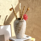 [11.8"] Wabi-Sabi Style Ceramic Vase with Distressed Finish